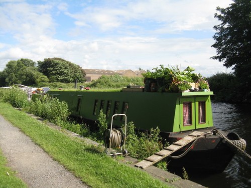 Photo green houseboat on - photo,