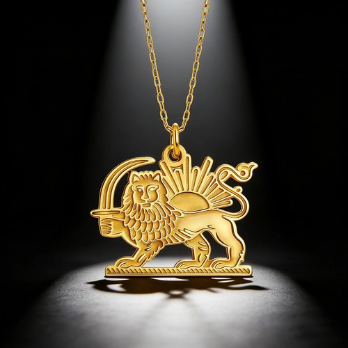 Iran lion sun necklace - &,