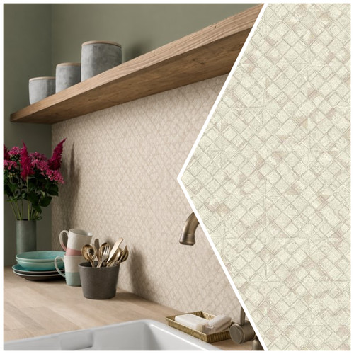 Kitchen wallpaper beige tile - kitchen,
