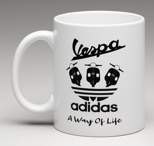 Vespa scooter cartoon - cartoon, mug