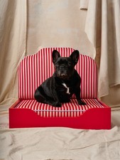 Wooden Dog Bed with Striped