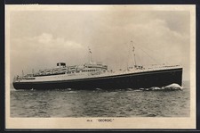 Postcard Passenger Ship MV Georgic at Sea 1952 