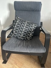 IKEA Poang Rocking Chair Black-Brown Frame, Grey Covers