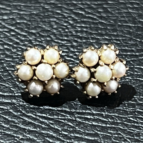 9ct gold seed pearl cluster - 9ct, 7