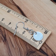 Shell Earrings White Mother of Pearl Disc Dangle Drop Sterling Silver Hooks