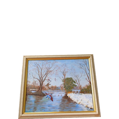 Vintage framed signed canvas - signed,