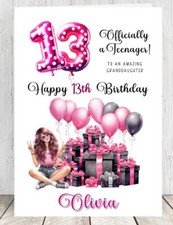 13th Personalised Birthday Card A5 size Teenager Granddaughter Daughter Girl