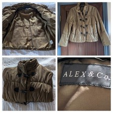 Women's Puffer Jacket  ALEX & Co Size 18 Khaki Long Sleeve Zip & Toggles/Leather