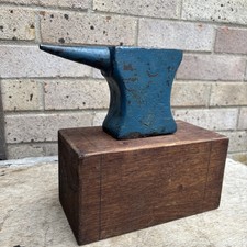 Antique Watchmakers / Jewellers Anvil Mounted On Wood Beautiful Rare Cast Iron 