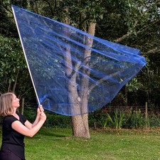 worship dance blue Organza flag/ church Christian movement banner UK MADE