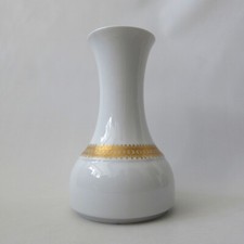 Vintage Thomas Germany porcelain vase, white & gold band, Noble. 1970s modernist