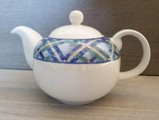 Royal Doulton Everyday  Glen Ora Teapot Vintage 1994 Blue & White Plaid England