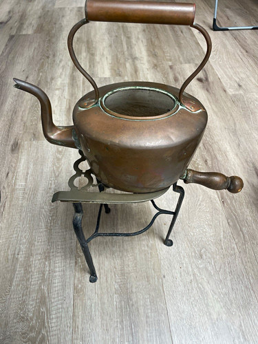 Antique copper tea kettle - antique, with