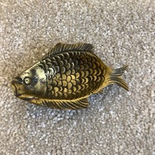 Vintage Small Brass Metal Fish Trinket Dish (9.5cm) **FREE P&P**