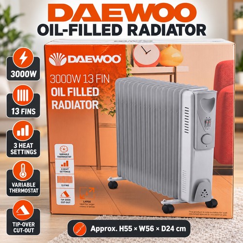 Daewoo 3000w fin oil - 3000w, filled