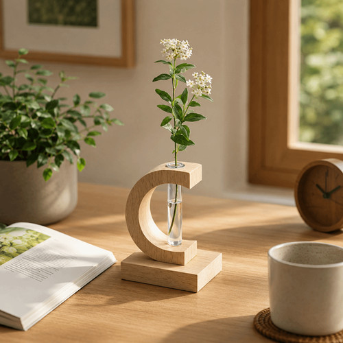 Wooden tube vase home - wooden,