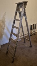 Vintage Wooden Foldable Ladder Plant Stand Display Shelf Rustic Home Decor