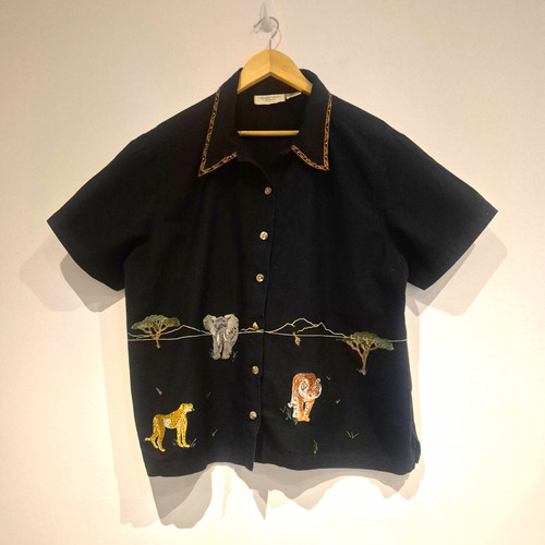 Lemon grass black embroidered - lemon,