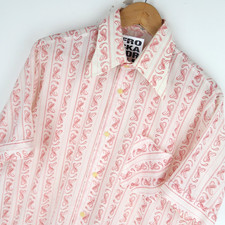 Vintage 70's Patterned Dagger Collar Mens Shirt Disco SZ XL (V773)
