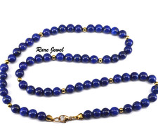 VINTAGE 9CT GOLD LAPIS LAZULI NECKLACE LOVELY BEADS