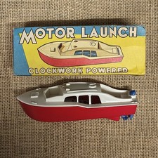 VTG A. Wells & Co. LTD Motor Launch No. 166 Plastic Clockwork Toy Boat