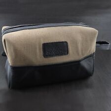 Leather & Canvas Travel Toiletry Bag Wash Shaving Organizer Dopp Case Zipper