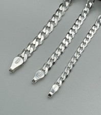 925 Solid Sterling Silver 3mm 4mm 5mm Curb Chain Necklace 18 20 22 24 Inches NEW