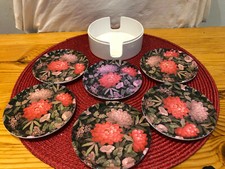 6 No. Circular Melamine Coasters with Caddy - 10.3cm Diameter
