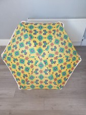 vintage 1980s 1990s floral umbrella garden parasol with tassels frills fabric