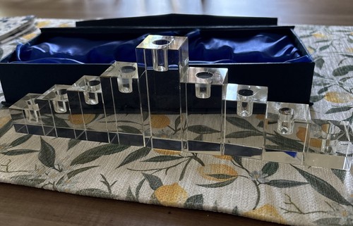 Glass chanukah menorah - chanukah, modern