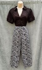 CAPRI PANTS,TROUSERS,CROP,3/4 BLUE FLORAL,50S,60S,70S,80S VINTAGE STYLE,SIZE 14