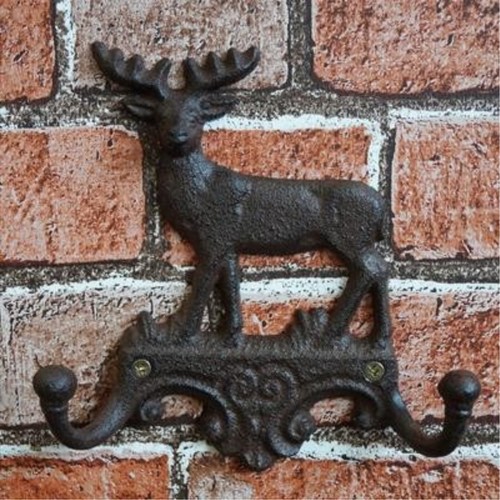Cast iron stag statue - iron, wall