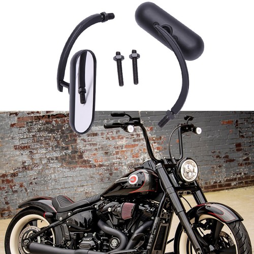 Black oval mirrors for harley - oval,