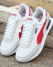 Puma Future Rider Vintage Trainers White Red - Sneakers, Retro, 80s, Footwear