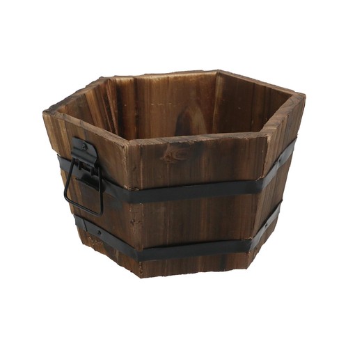 Wooden barrel planter vintage - wooden,