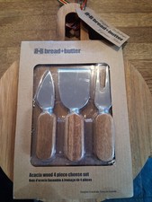 Acacia Wood 4 Piece Cheese Set. Brand New
