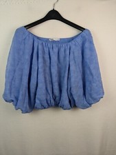 Zara Ladies Size Small Blue Bardot Casual Top Blouse