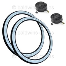 PAIR Baldys 700 x 38c WHITEWALL Hybrid Trekking Cycle Bike TYRES & TUBES Slick T