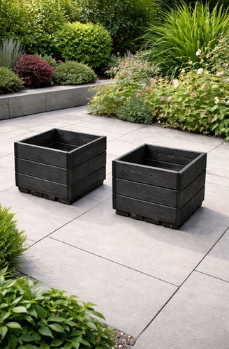Square wooden planters set - set, of
