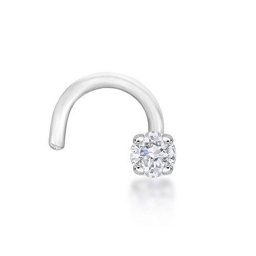 14k white gold curved screw - gold,