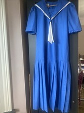 Vintage LAURA ASHLEY : Fabulous  1980’s Sailor Collar Drop Waist Dress Size 14
