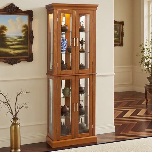 Wooden curio lighted - curio, display