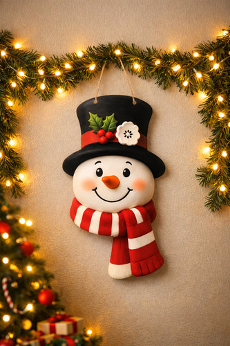 Snowman hanging wooden - -,