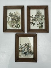 3x Ronald Embleton Framed Prints UK Eggy Peggy & Fox Chicken hopscotch.