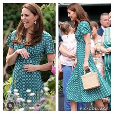 New SANDRO Geo Tile Printed Flowing Midi Dress  Uk 10 Usa 6 Aso Kate Middleton 