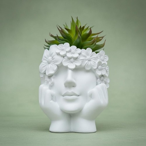 Woman head flower pot artistic - head,
