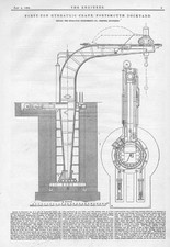 PORTSMOUTH 40 Ton Hydraulic Crane at the Dockyard Antique Print 1884
