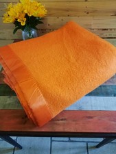 1.   1960 /1970 -  Vintage  Retro Orange Thermal Blanket with Satin Trim 8' x 6'