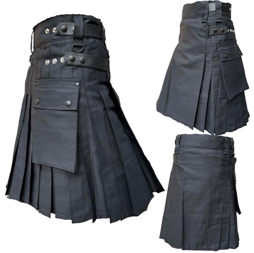 Men black cotton leather - black, cotton,