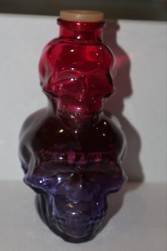 Double skull glass bottle - skull,